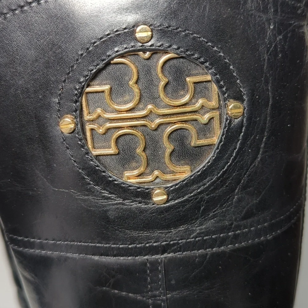 Tory Burch Kernan tall black Patterned boots women's size 6.5